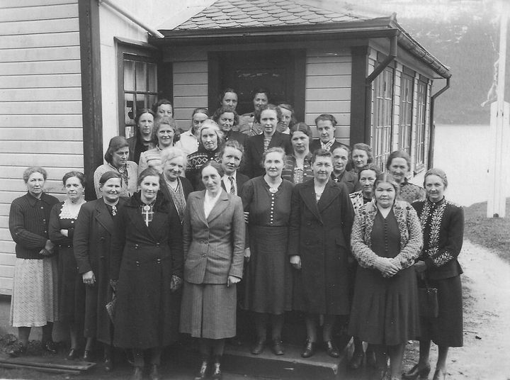 Olsen’s paternal grandmother (front row, second from right) at a 1950s meeting of women’s equality in Sanitetskvinnene (Norwegian Women’s Public Health Association), where they fought for gender equality in health at the time.