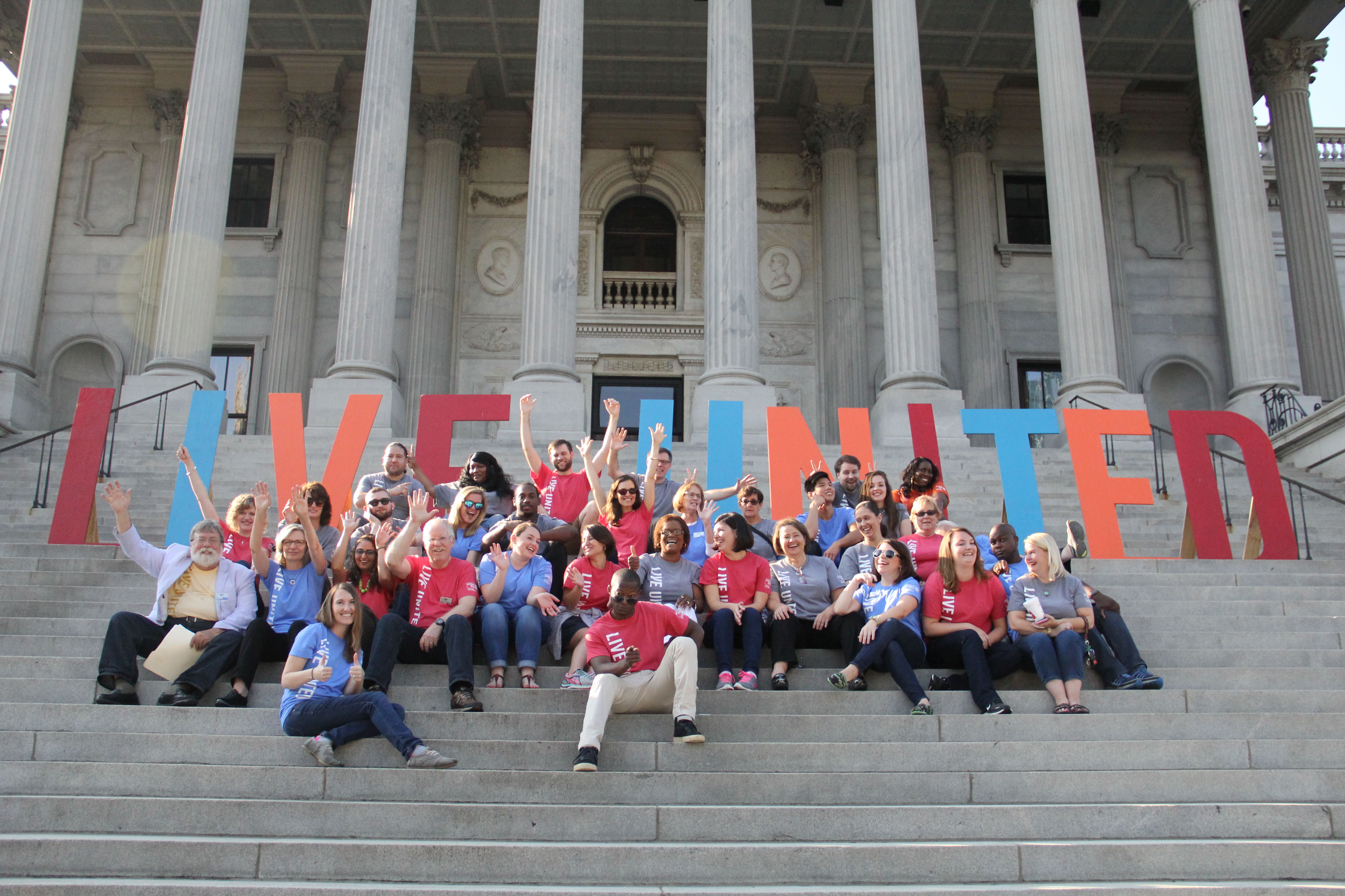 United Way of the Midlands staff on steps of SC Statehouse